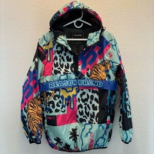 Reason Brand All Over Print Half zip windbreaker hoodie
